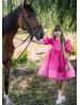 Fuchsia Organza V Back Flower Girl Dress